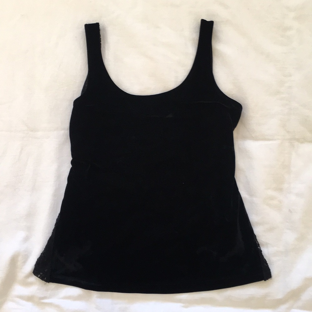 Black velvet and lace tank top